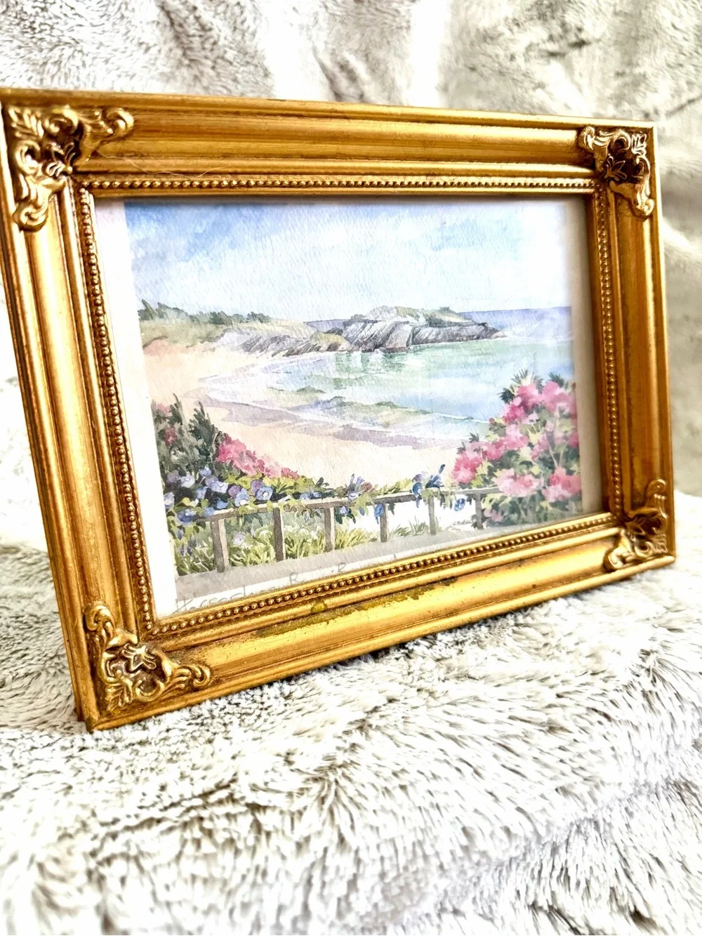 Gold Ornate Coastal Framed Art Print